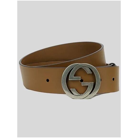 Gucci Men Interlocking GG Logo Brown Belt 85/34